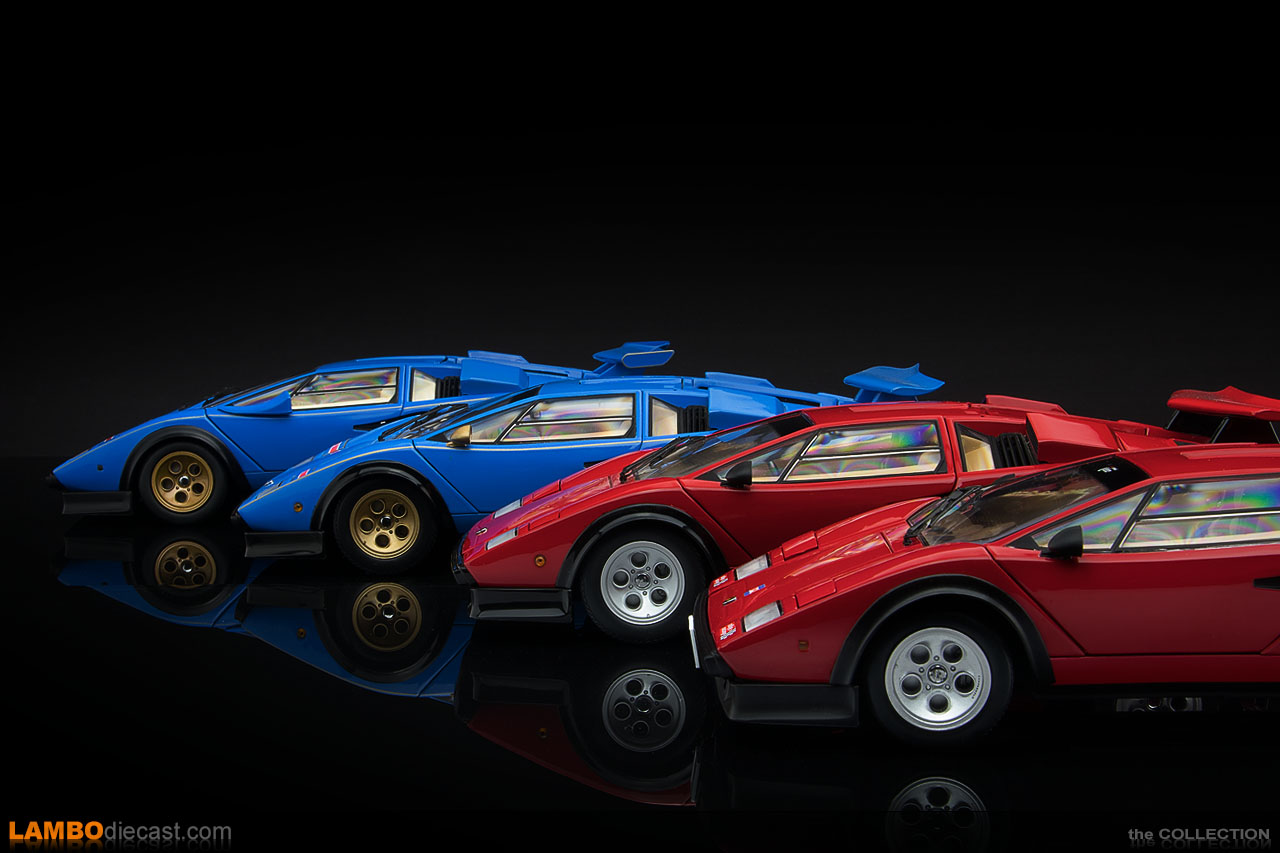 The four different 1/18 scale Lamborghini Countach Walter Wolf by Kyosho