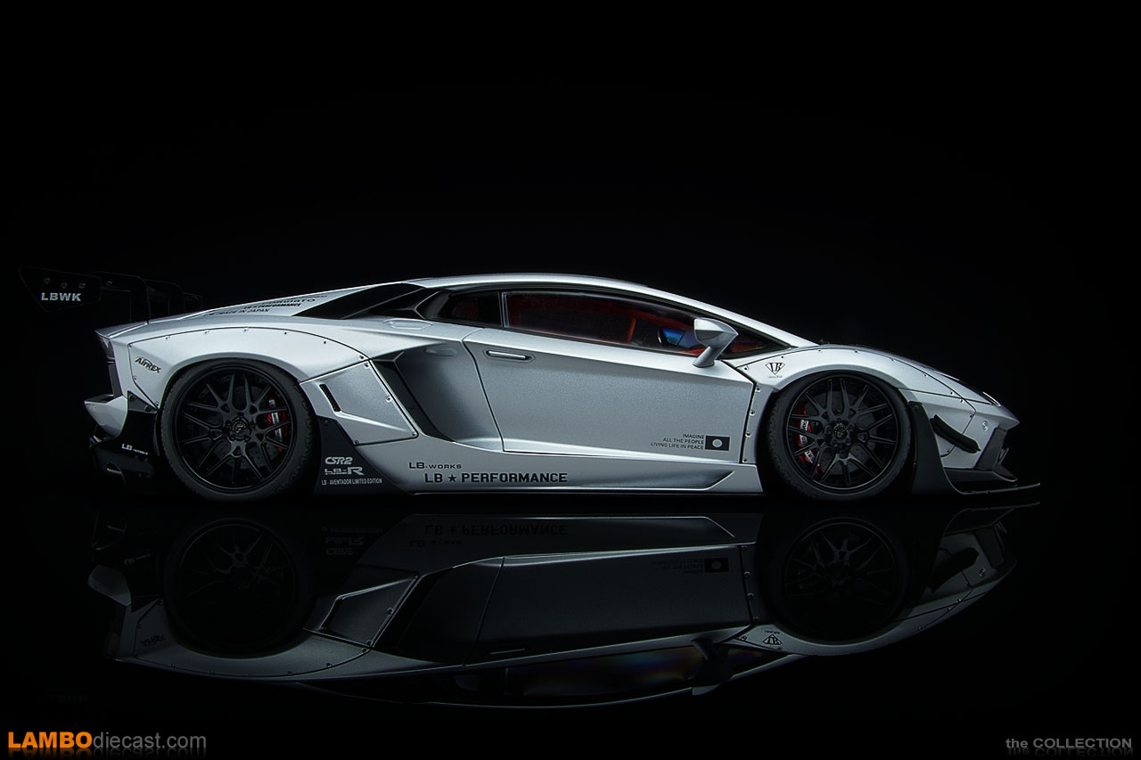 Side view of the 1/18 scale Lamborghini LB-Works Aventador Limited Edition by AUTOart