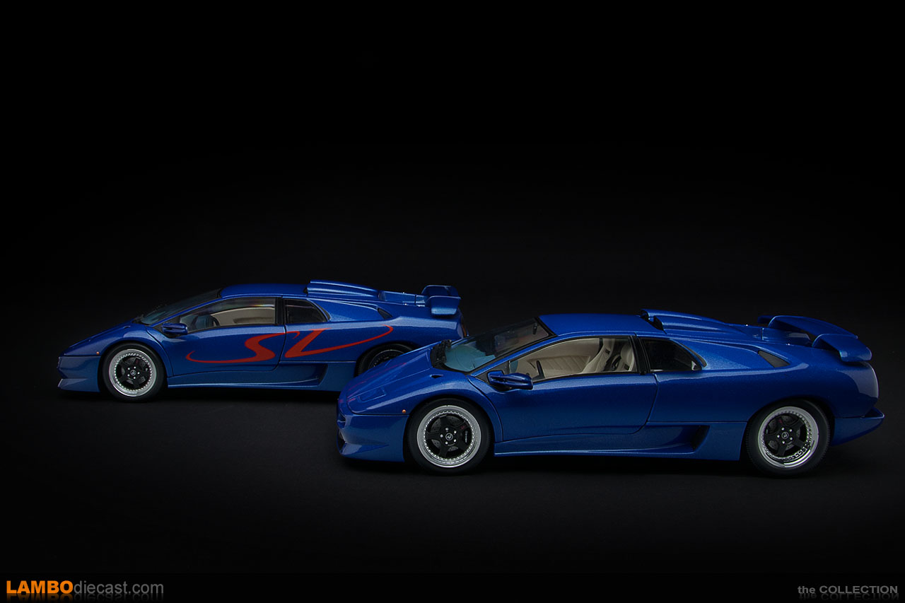 Two different Lamborghini Diablo SV by AUTOart side by side