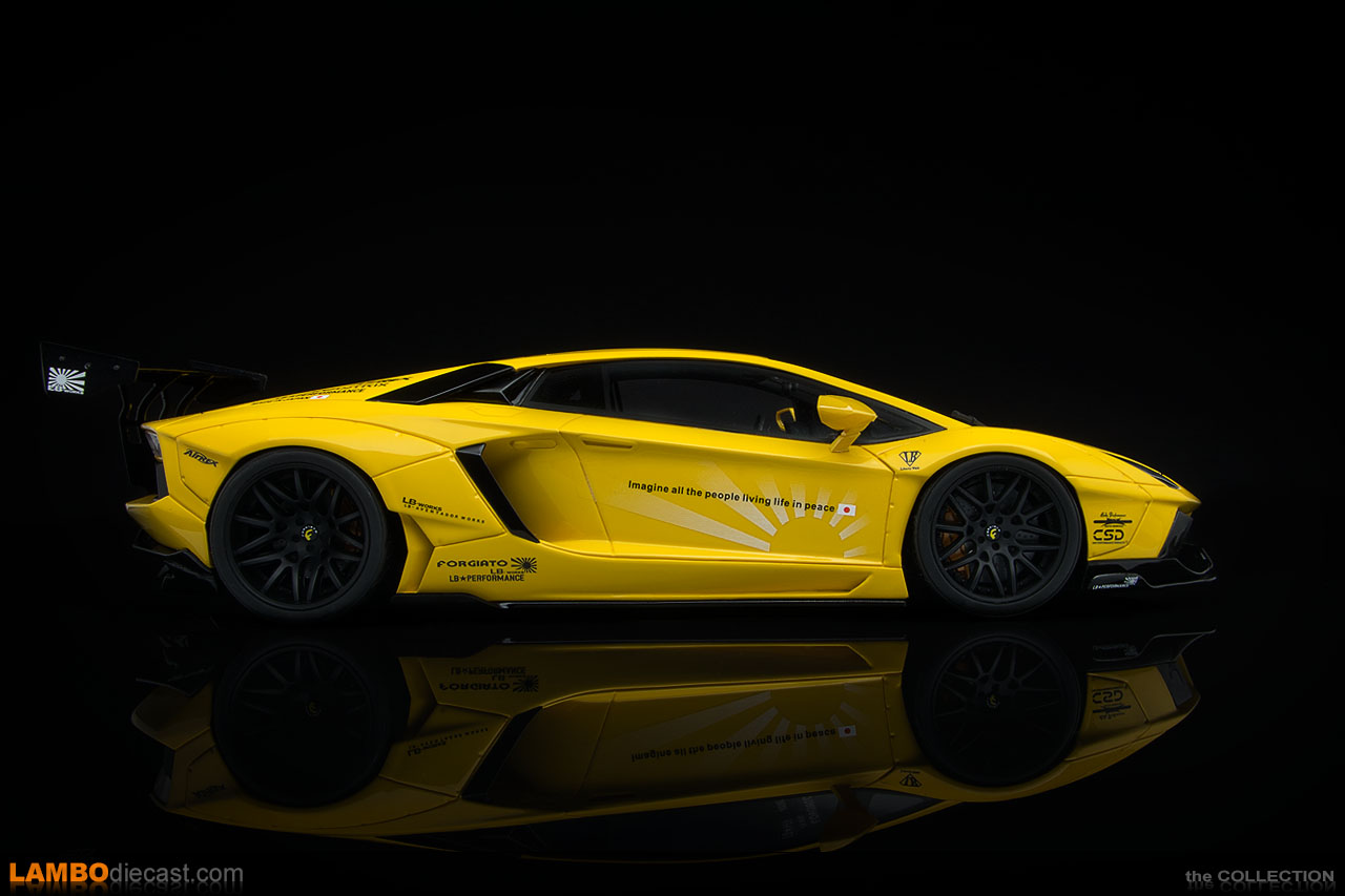 Side view of the three Lamborghini LB Works Aventador by Kyosho